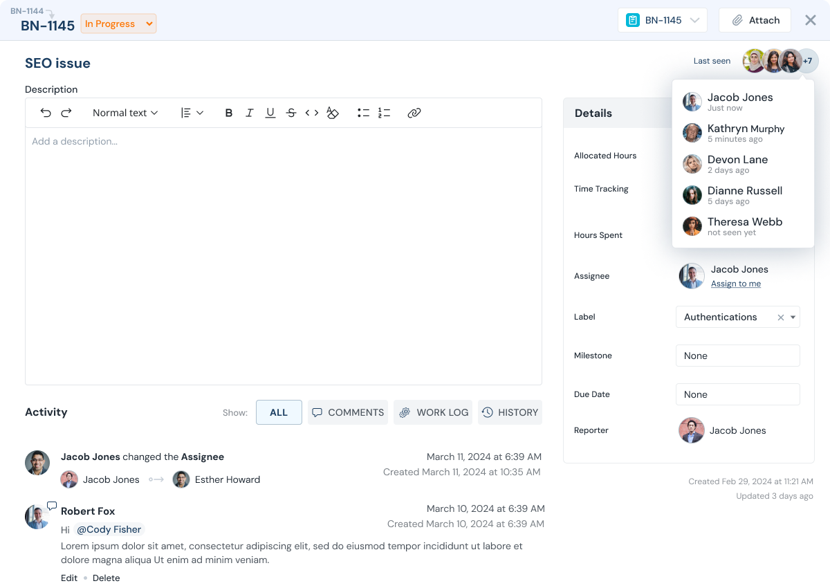 Worklogs overview